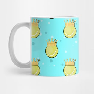 Tennis Sports King Pattern on Blue Background Mug